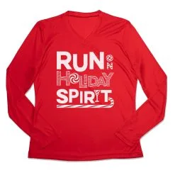 Women's Long Sleeve Tech Tee - Run On Holiday Spirit 14 Women's Long Sleeve Tech Tee - Run On Holiday Spirit -goneforarun Sales 2023 tr 44832 RED MAIN