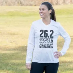 Women's Long Sleeve Tech Tee - 26.2 Math Miles -goneforarun Sales 2023 tr 44834 WHITE FEMALE