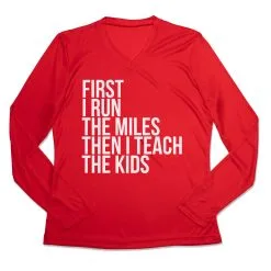 Women's Long Sleeve Tech Tee - Then I Teach The Kids 14 Women's Long Sleeve Tech Tee - Then I Teach The Kids -goneforarun Sales 2023 tr 44843 RED MAIN