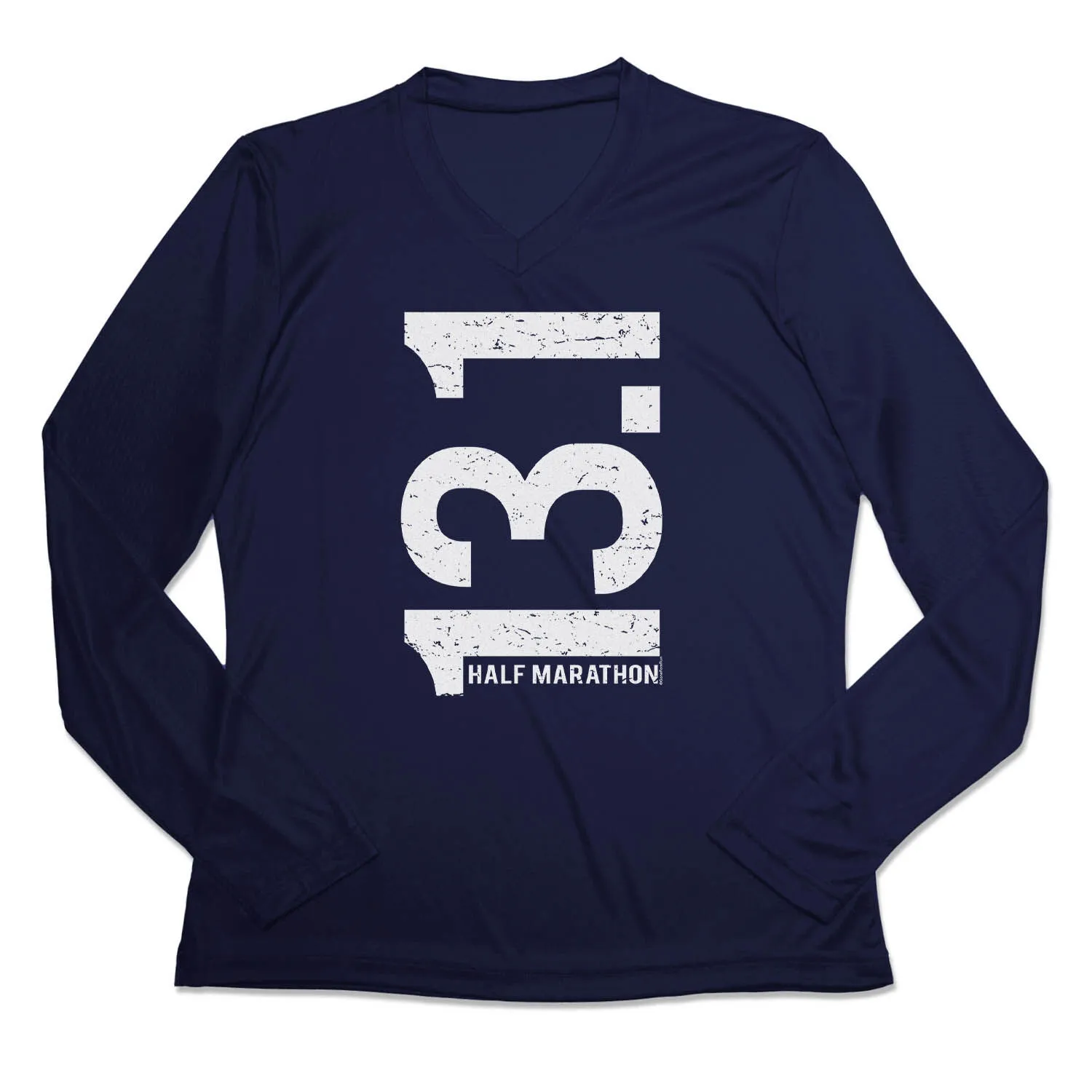 Women's Long Sleeve Tech Tee - 13.1 Half Marathon Vertical 3 Women's Long Sleeve Tech Tee - 13.1 Half Marathon Vertical