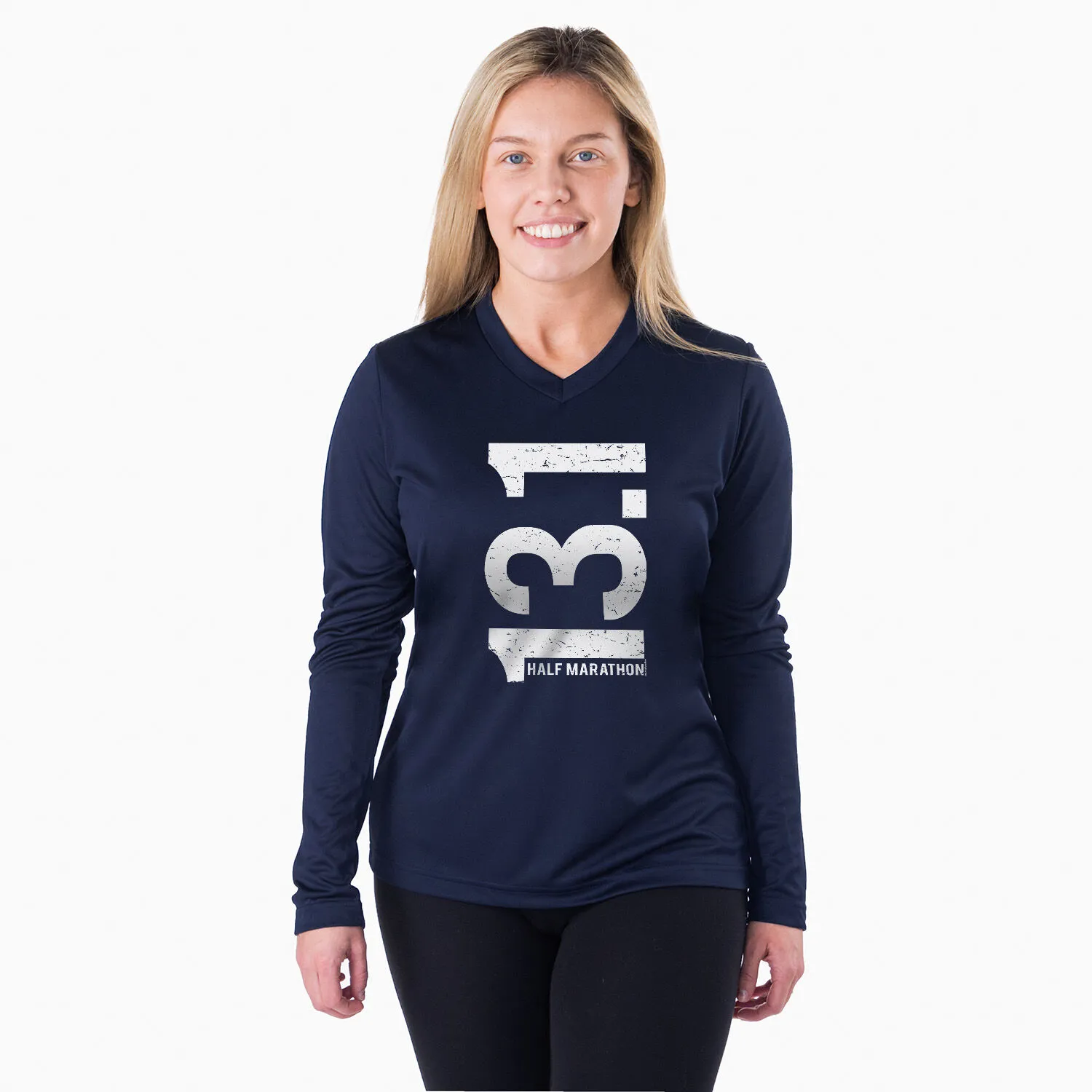 Women's Long Sleeve Tech Tee - 13.1 Half Marathon Vertical 4 Women's Long Sleeve Tech Tee - 13.1 Half Marathon Vertical - Image 2