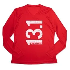 Women's Long Sleeve Tech Tee - 13.1 Half Marathon Vertical 14 Women's Long Sleeve Tech Tee - 13.1 Half Marathon Vertical -goneforarun Sales 2023 tr 44845 RED MAIN