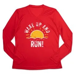 Women's Long Sleeve Tech Tee - Wake Up And Run -goneforarun Sales 2023 tr 44848 RED MAIN