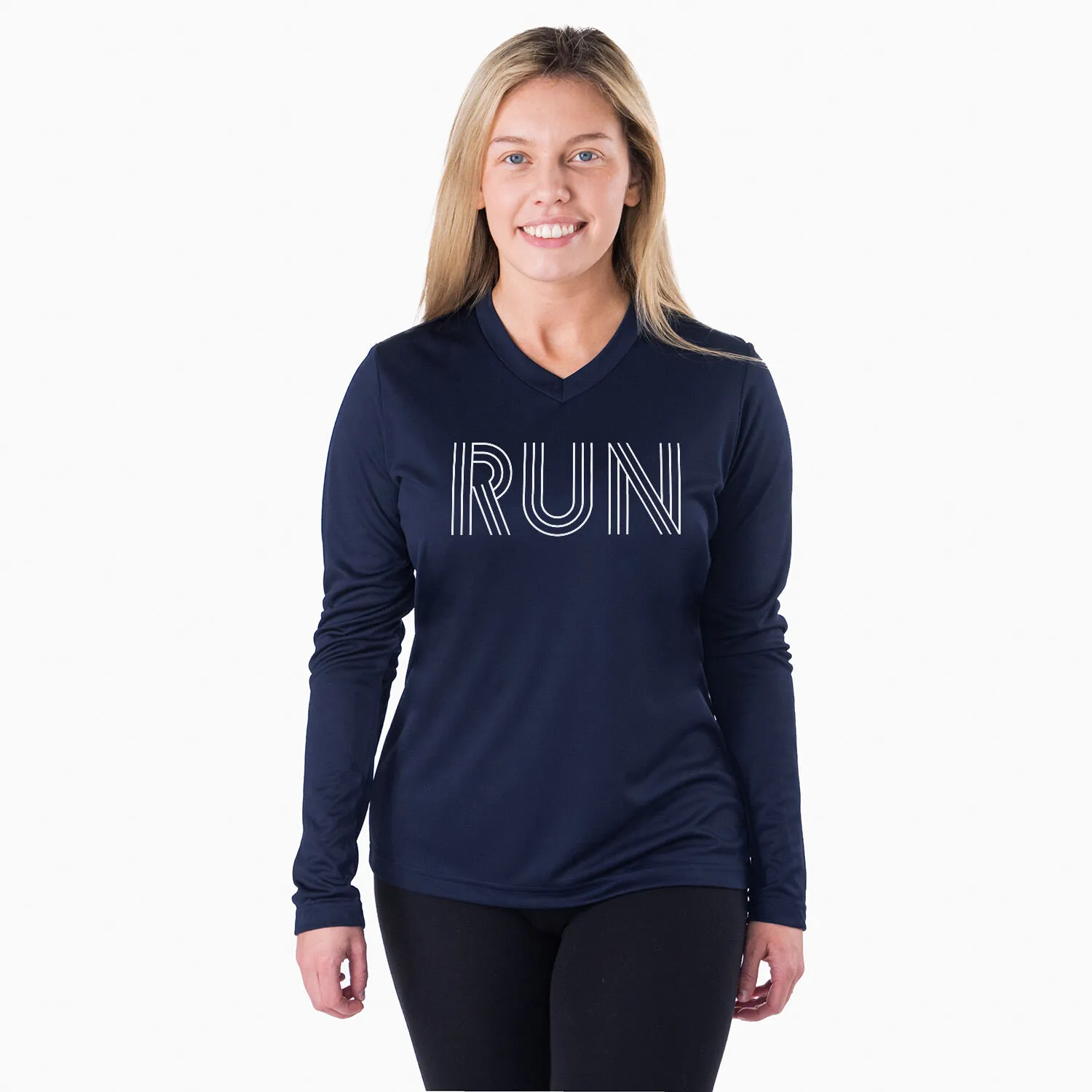 Women's Long Sleeve Tech Tee - Run Lines 3 Women's Long Sleeve Tech Tee - Run Lines