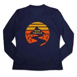 Women's Long Sleeve Tech Tee - Run Trails Sunset -goneforarun Sales 2023 tr 44855 NAVY MAIN