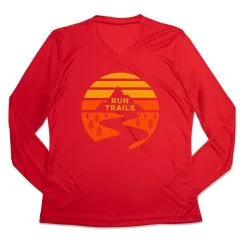 Women's Long Sleeve Tech Tee - Run Trails Sunset -goneforarun Sales 2023 tr 44855 RED MAIN