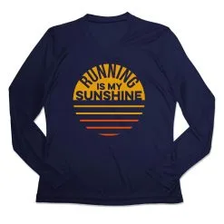 Women's Long Sleeve Tech Tee - Running Is My Sunshine -goneforarun Sales 2023 tr 44866 NAVY MAIN