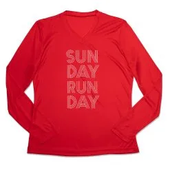 Women's Long Sleeve Tech Tee - Sunday Runday (Stacked) -goneforarun Sales 2023 tr 44868 RED MAIN