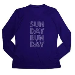 Women's Long Sleeve Tech Tee - Sunday Runday (Stacked) -goneforarun Sales 2023 tr 44868 ROYAL MAIN