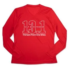 Women's Long Sleeve Tech Tee - Half Marathoner 13.1 Miles -goneforarun Sales 2023 tr 44870 RED MAIN