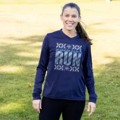 Women's Long Sleeve Tech Tee - Oh What Fun It Is To Run -goneforarun Sales 2023 tr 44872 NAVY FEMALE