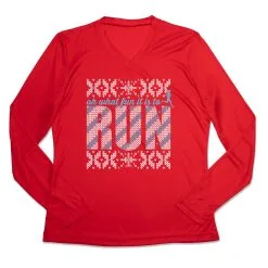 Women's Long Sleeve Tech Tee - Oh What Fun It Is To Run -goneforarun Sales 2023 tr 44872 RED MAIN