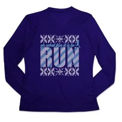 Women's Long Sleeve Tech Tee - Oh What Fun It Is To Run -goneforarun Sales 2023 tr 44872 ROYAL MAIN