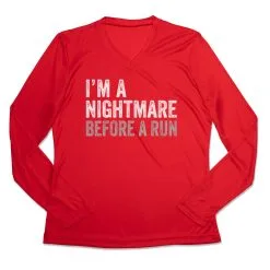 Women's Long Sleeve Tech Tee - I'm A Nightmare Before A Run® Bold -goneforarun Sales 2023 tr 44877 RED MAIN