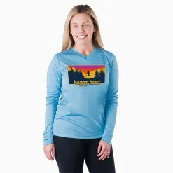 Women's Long Sleeve Tech Tee - Happy Hour -goneforarun Sales 2023 tr 44878 CAROLINA MODEL