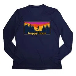 Women's Long Sleeve Tech Tee - Happy Hour -goneforarun Sales 2023 tr 44878 NAVY MAIN