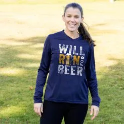 Women's Long Sleeve Tech Tee - Will Run For Beer -goneforarun Sales 2023 tr 44881 NAVY FEMALE