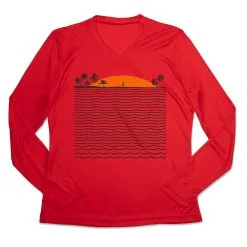 Women's Long Sleeve Tech Tee - Chasing Sunsets -goneforarun Sales 2023 tr 44884 RED MAIN