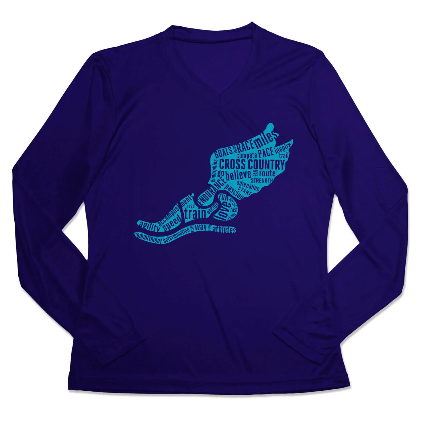 Women's Long Sleeve Tech Tee - Winged Foot Inspirational Words 3 Women's Long Sleeve Tech Tee - Winged Foot Inspirational Words