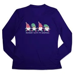 Women's Long Sleeve Tech Tee - Runnin' With My Gnomies® - Christmas