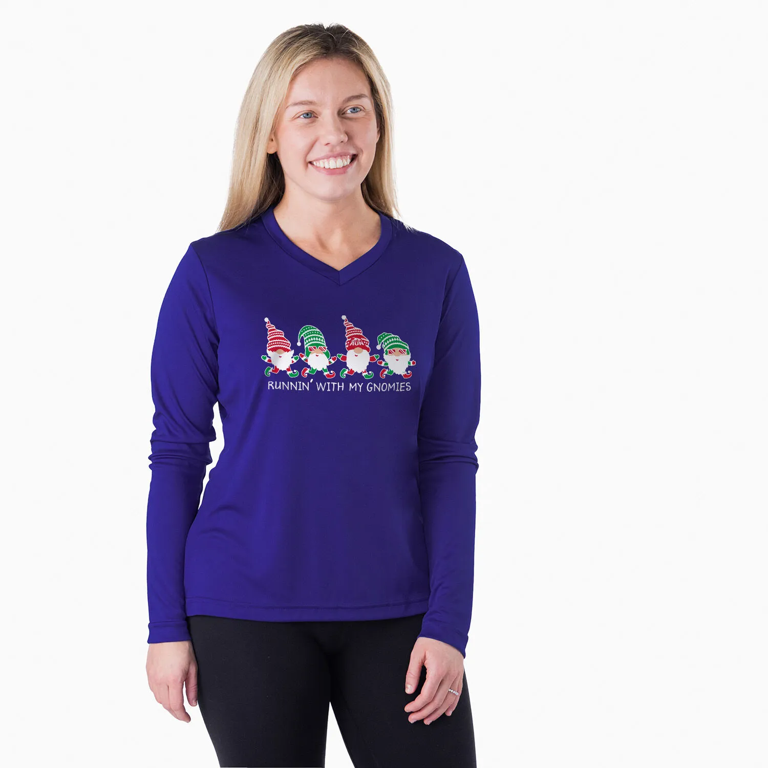 Women's Long Sleeve Tech Tee - Runnin' With My Gnomies® - Christmas 4 Women's Long Sleeve Tech Tee - Runnin' With My Gnomies® - Christmas - Image 2