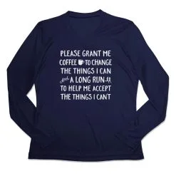 Women's Long Sleeve Tech Tee - Please Grant Me Coffee -goneforarun Sales 2023 tr 44892 NAVY MAIN
