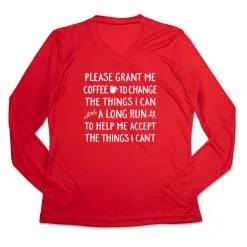 Women's Long Sleeve Tech Tee - Please Grant Me Coffee -goneforarun Sales 2023 tr 44892 RED MAIN