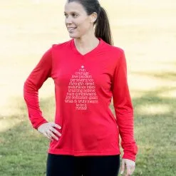 Women's Long Sleeve Tech Tee - Runner Christmas Tree -goneforarun Sales 2023 tr 44895 RED FEMALE