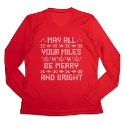 Women's Long Sleeve Tech Tee - May All Your Miles Be Merry And Bright 15 Women's Long Sleeve Tech Tee - May All Your Miles Be Merry And Bright -goneforarun Sales 2023 tr 44896 RED MAIN