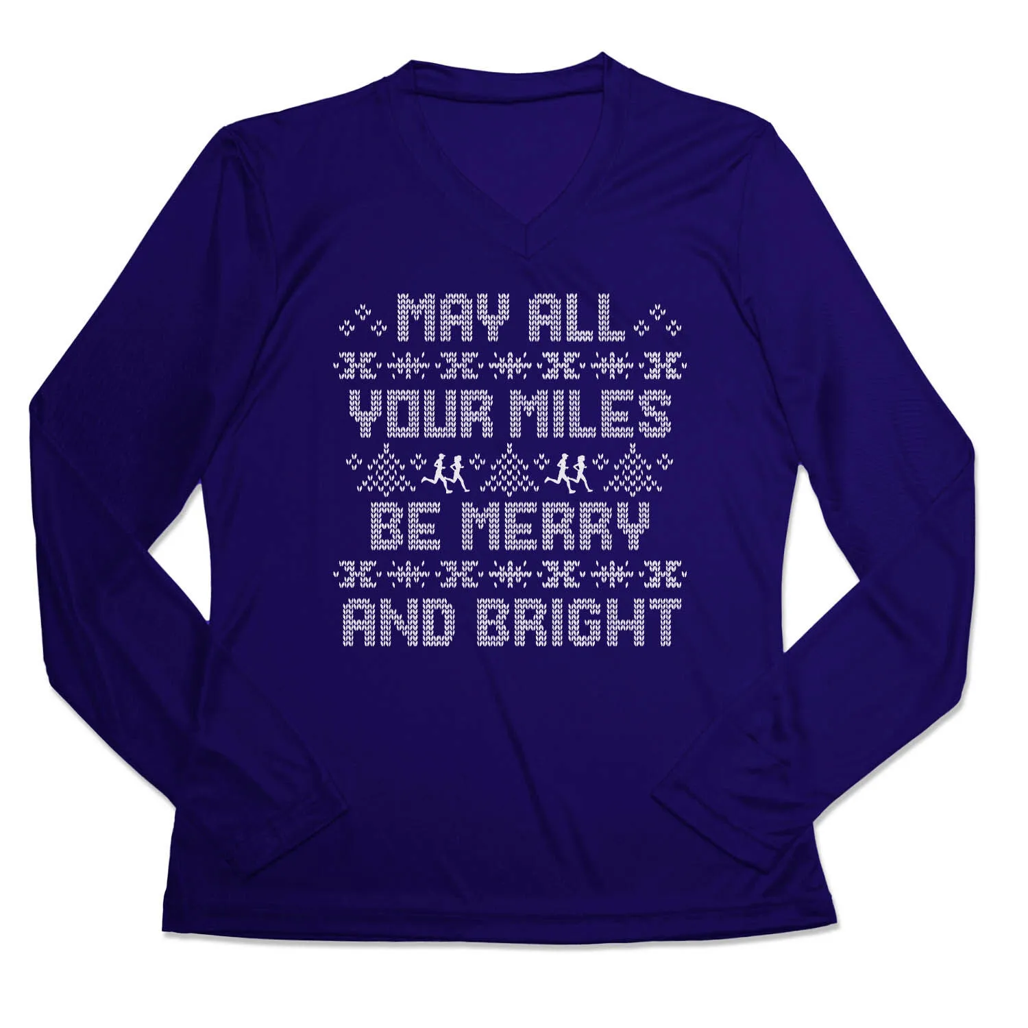 Women's Long Sleeve Tech Tee - May All Your Miles Be Merry And Bright 3 Women's Long Sleeve Tech Tee - May All Your Miles Be Merry And Bright
