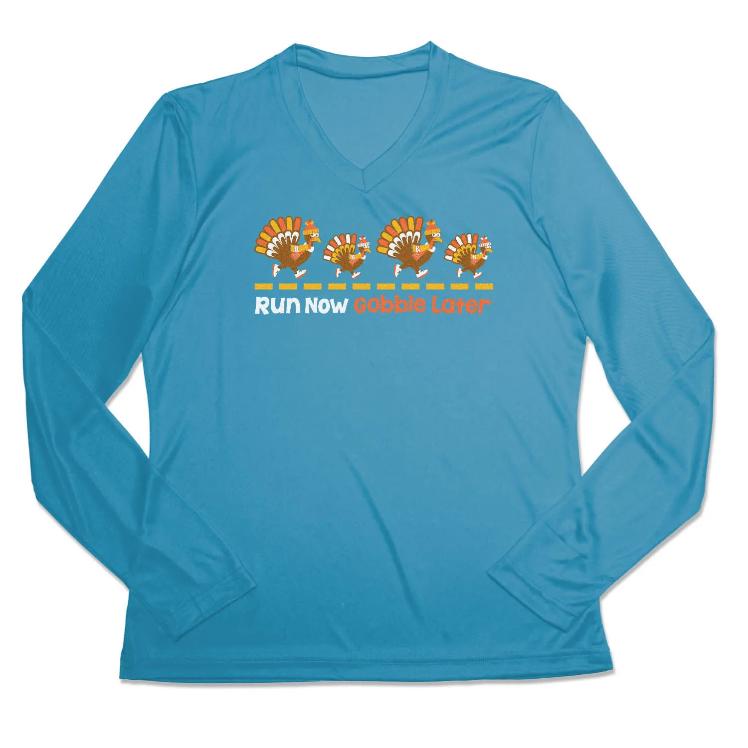 Women's Long Sleeve Tech Tee - Run Now Gobble Later Turkeys 7 Women's Long Sleeve Tech Tee - Run Now Gobble Later Turkeys - Image 5