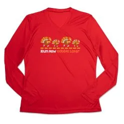 Women's Long Sleeve Tech Tee - Run Now Gobble Later Turkeys 14 Women's Long Sleeve Tech Tee - Run Now Gobble Later Turkeys -goneforarun Sales 2023 tr 44898 RED MAIN