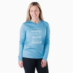 Women's Long Sleeve Tech Tee - Miles Of Friendship Mantra -goneforarun Sales 2023 tr 44905 CAROLINA MODEL
