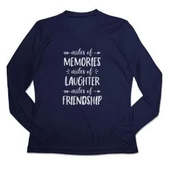 Women's Long Sleeve Tech Tee - Miles Of Friendship Mantra -goneforarun Sales 2023 tr 44905 NAVY MAIN