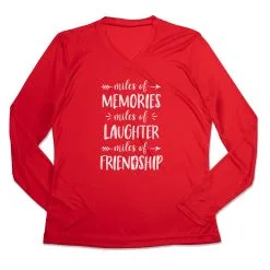 Women's Long Sleeve Tech Tee - Miles Of Friendship Mantra -goneforarun Sales 2023 tr 44905 RED MAIN