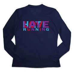 Women's Long Sleeve Tech Tee - Love Hate Running -goneforarun Sales 2023 tr 44907 NAVY MAIN