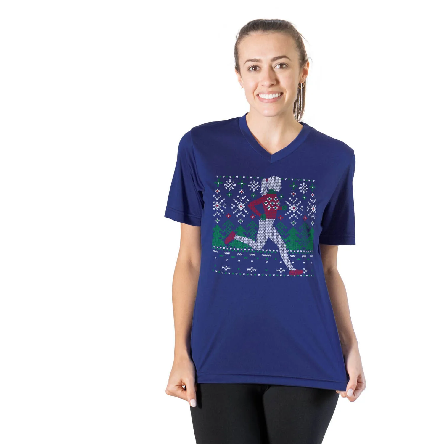 Women's Short Sleeve Tech Tee - Christmas Sweater Run 4 Women's Short Sleeve Tech Tee - Christmas Sweater Run - Image 2