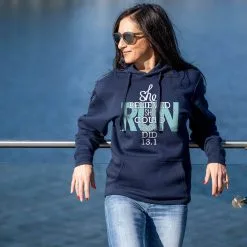 Statement Fleece Hoodie - She Believed She Could So She Did 13.1 -goneforarun Sales 2023 tr 45013 NAVY LIFESTYLE FEMALE