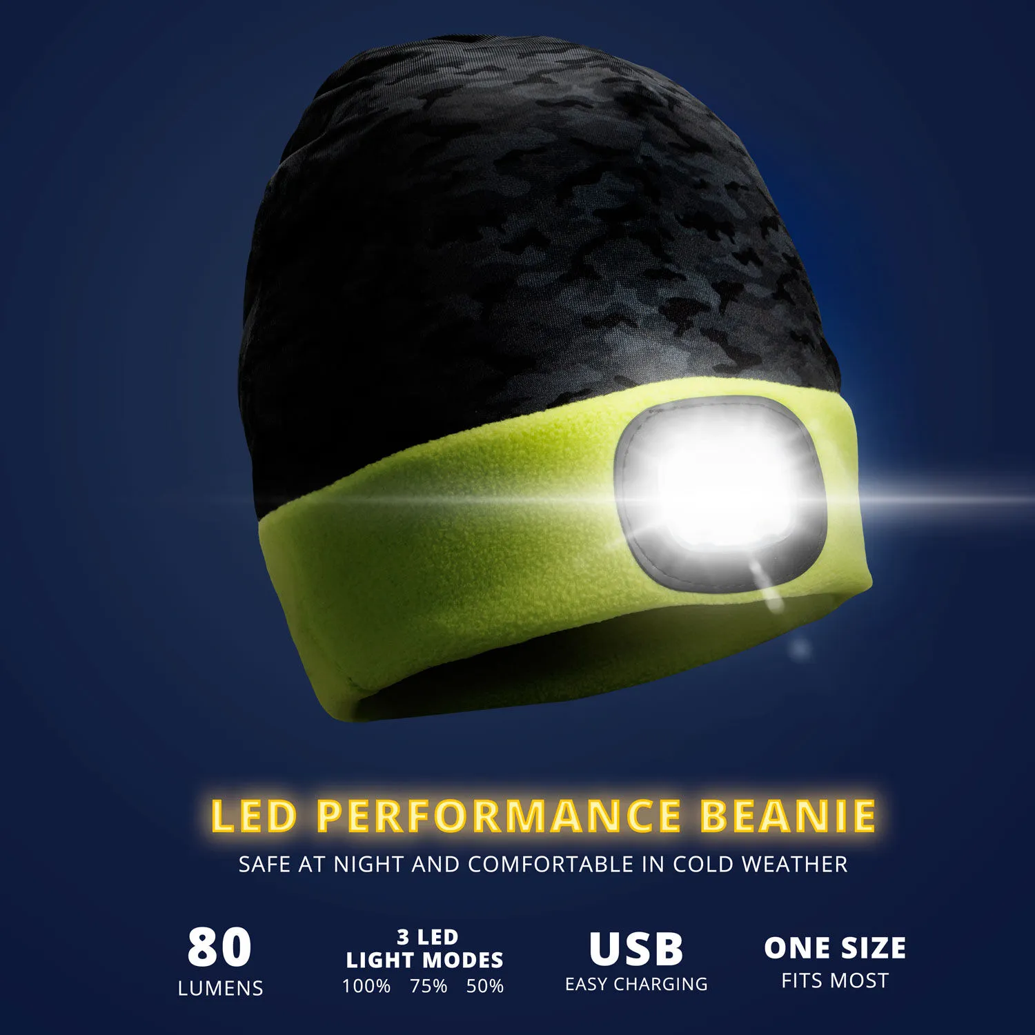 Running LED Lighted Performance Beanie - Nighthawk 4 Running LED Lighted Performance Beanie - Nighthawk - Image 2
