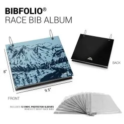 BibFOLIO® Race Bib Album - Mountain Sketch -goneforarun Sales 2023 tr 45334 PERIWINKLE DETAILS