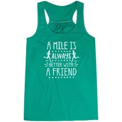 Flowy Racerback Tank Top - A Mile Is Always Better With A Friend -goneforarun Sales 2023 tr 45342 GREEN MAIN