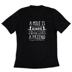 Women's Short Sleeve Tech Tee - A Mile Is Always Better With A Friend -goneforarun Sales 2023 tr 45344 BLACK MAIN