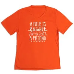 Women's Short Sleeve Tech Tee - A Mile Is Always Better With A Friend -goneforarun Sales 2023 tr 45344 ORANGE MAIN