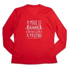 Women's Long Sleeve Tech Tee - A Mile Is Always Better With A Friend 14 Women's Long Sleeve Tech Tee - A Mile Is Always Better With A Friend -goneforarun Sales 2023 tr 45345 RED MAIN