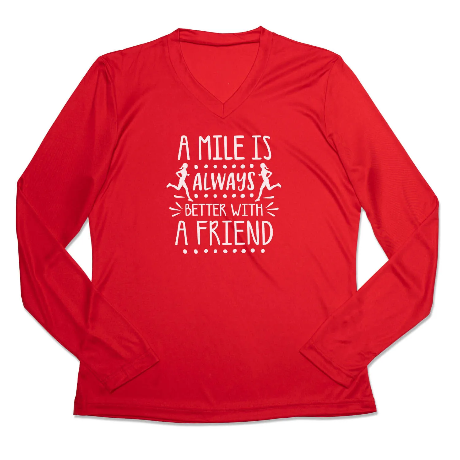 Women's Long Sleeve Tech Tee - A Mile Is Always Better With A Friend 8 Women's Long Sleeve Tech Tee - A Mile Is Always Better With A Friend - Image 6