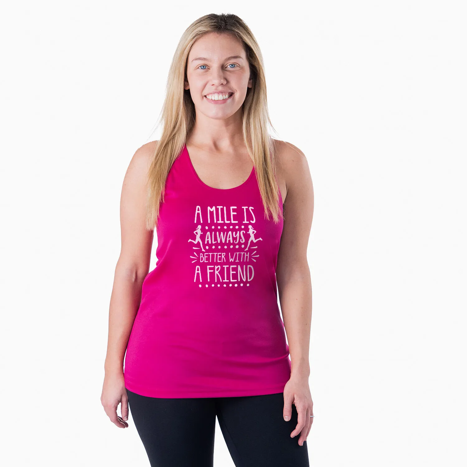 Women's Racerback Performance Tank Top - A Mile Is Always Better With A Friend 4 Women's Racerback Performance Tank Top - A Mile Is Always Better With A Friend - Image 2