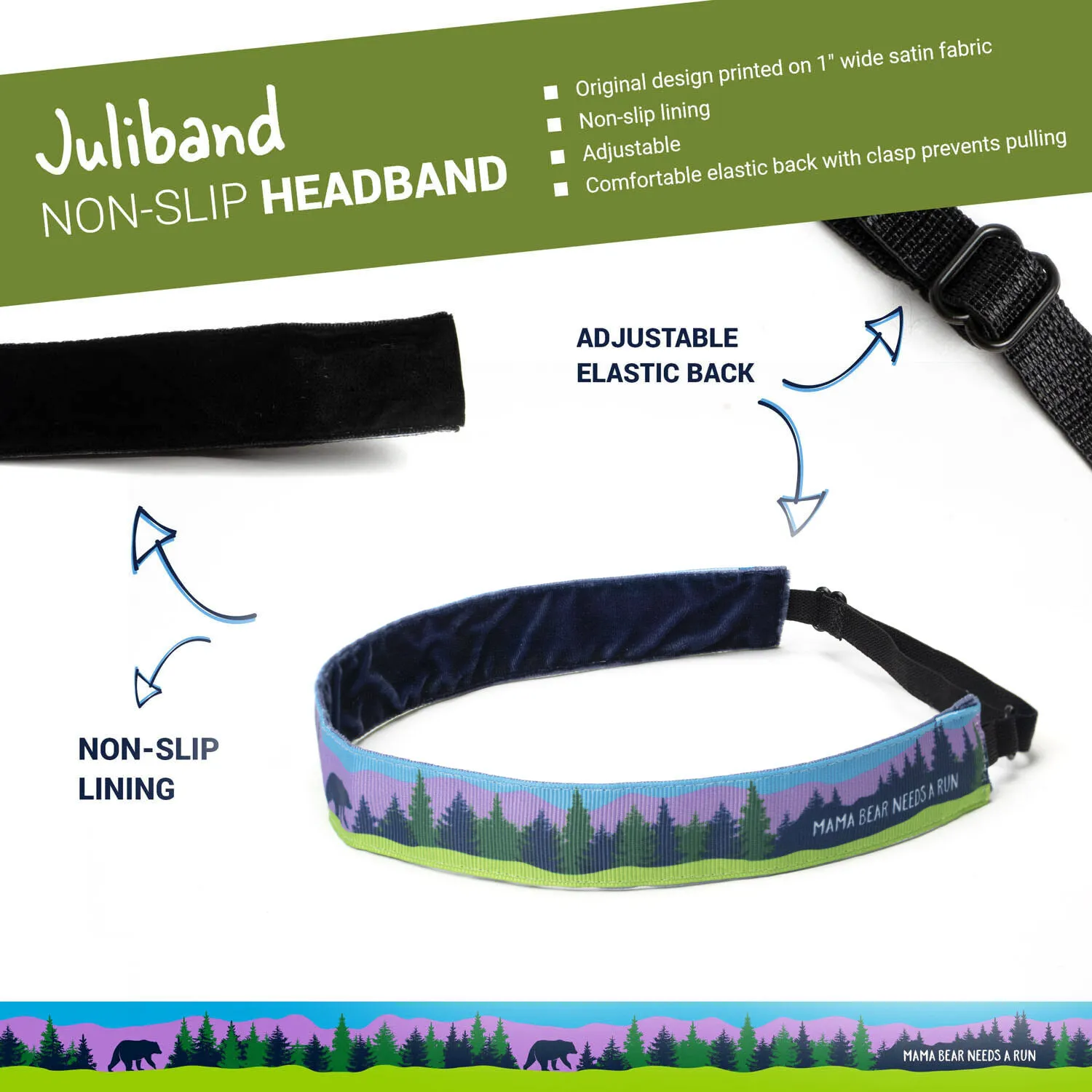 Athletic Juliband Non-Slip Headband - Mama Bear Needs A Run 4 Athletic Juliband Non-Slip Headband - Mama Bear Needs A Run - Image 2