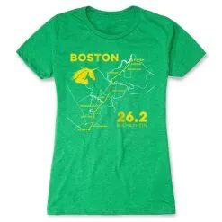 Women's Everyday Runners Tee - Boston Route -goneforarun Sales 2023 tr 45420 GREEN FLAT