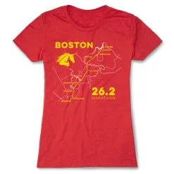 Women's Everyday Runners Tee - Boston Route -goneforarun Sales 2023 tr 45420 RED FLAT