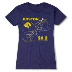 Women's Everyday Runners Tee - Boston Route -goneforarun Sales 2023 tr 45420 STORMINDIGO FLAT